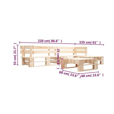 vidaXL Set mobilier de grădină din paleți, 4 piese, natural, lemn