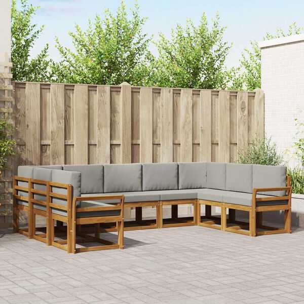 vidaXL Set de canapele de exterior 9 pcs Gri natural și deschis