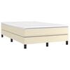 vidaXL Pat box spring cu saltea, crem, 120x200 cm, piele ecologică