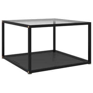 vidaXL Măsuță cafea, transparent/negru, 60x60x35 cm, sticlă securizată