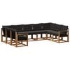vidaXL Set de canapele de exterior cu pernă 9 pcs Natural și Negru