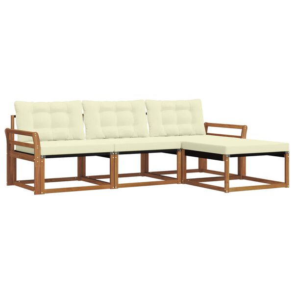 vidaXL Set de canapele de exterior cu pernă 4 pcs Natural și Crem