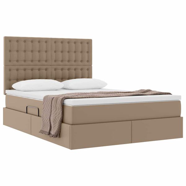 vidaXL Pat cu storage Cappuccino 140 x 200 cm Piele artificială