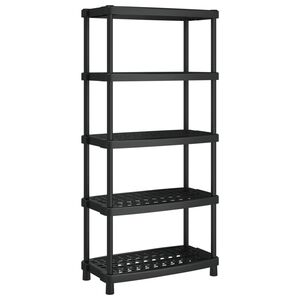 vidaXL Raft depozitare cu 5 polițe, negru, 93,5x45,5x194,5 cm, PP
