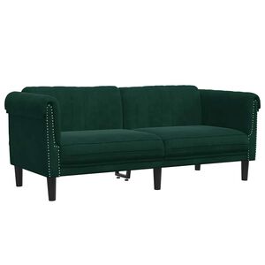 vidaXL Canapea cu 2 locuri, verde &icirc;nchis, catifea