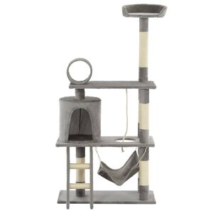 vidaXL Ansamblu de joacă pisici, cu st&acirc;lpi funie sisal, 140 cm, gri
