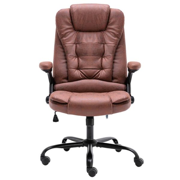 vidaXL Scaun de birou, maro deschis, piele &icirc;ntoarsă ecologică