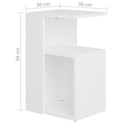 vidaXL Masă laterală, alb, 36x30x56 cm, lemn prelucrat