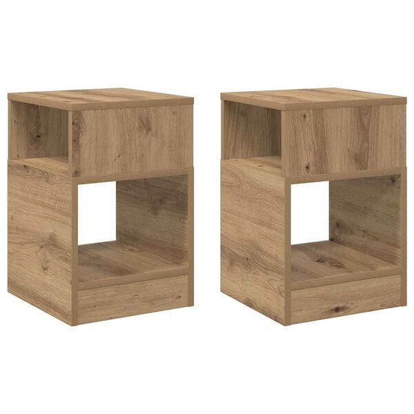 vidaXL Masă laterală 2 pcs Stejar Artizanal 30,5 x 30 x 45 cm