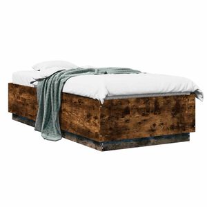 vidaXL Cadru de pat cu LED Stejar fumuriu 80 x 200 cm Lemn prelucrat