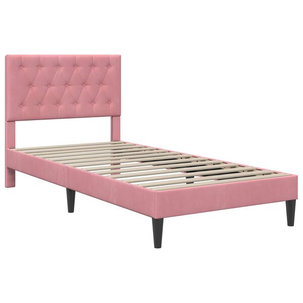 vidaXL Cadru de pat cu saltea cu headboard Roz 80 x 200 cm Catifea
