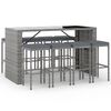 vidaXL Set mobilier bar de grădină, cu perne, 9 piese, gri, poliratan