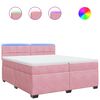vidaXL Pat box spring cu saltea, roz, 200x200 cm, catifea