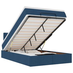 vidaXL Pat otoman cu saltea albastru 120x200 cm stofa