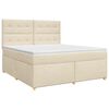 vidaXL Pat boxspring cu saltea cu headboard Crem 140 x 190 cm Țesătură