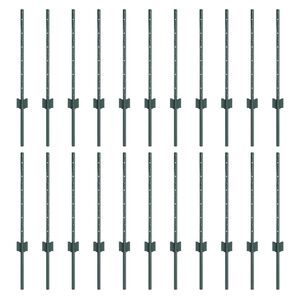 vidaXL St&acirc;lp de gard. 22 pcs Verde 100 cm Oțel