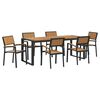 vidaXL Set de masă pentru grădină 7 buc. Negru Lemn Solid de Acacia