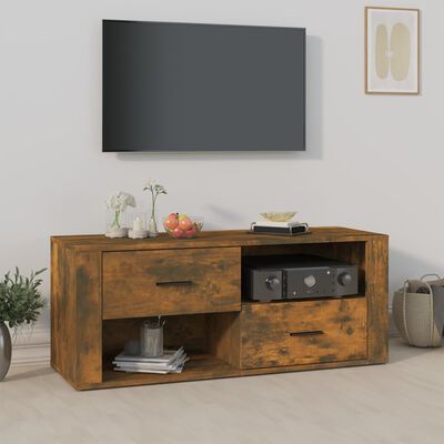 vidaXL Comodă TV, stejar fumuriu, 100x35x40 cm, lemn prelucrat