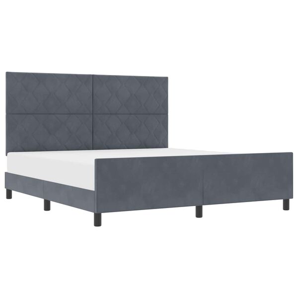 vidaXL Pat cu arcuri cu headboard Gri &icirc;nchis 180 x 200 cm Catifea