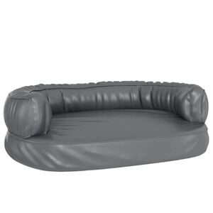 vidaXL Pat pentru c&acirc;ini, spumă ergonomică, gri, 60x42 cm, piele eco