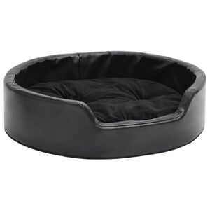 vidaXL Pat pentru c&acirc;ini, negru, 69x59x19 cm, pluș/piele ecologică
