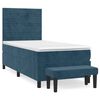 vidaXL Pat box spring cu saltea, albastru &icirc;nchis, 100x200 cm, catifea