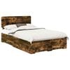 vidaXL Cadru de pat Stejar fumuriu 120 x 190 cm Lemn prelucrat