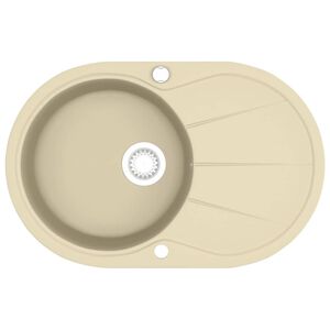 vidaXL Chiuvetă de bucătărie din granit, bej, un bazin, oval