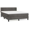vidaXL Pat box spring cu saltea, gri &icirc;nchis, 140x200 cm, catifea