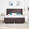 vidaXL Pat cu arcuri cu saltea cu headboard Maro 140 x 200 cm țesătură