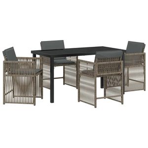 vidaXL Set de masă pentru grădină 5 pcs Gri poliratan