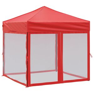 vidaXL Cort pliabil pentru petrecere, pereți laterali, roșu, 2x2 m