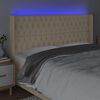 vidaXL Tăblie de pat cu LED, crem, 203x16x118/128 cm, textil