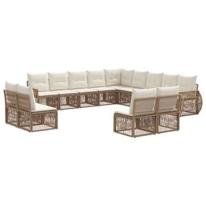 vidaXL Set de canapele pentru grădină 13 pcs Bej și alb crem poliratan