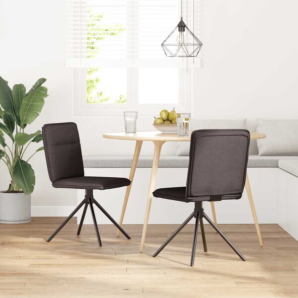 vidaXL Scaune de masă, 2 buc., maro &icirc;nchis, material textil