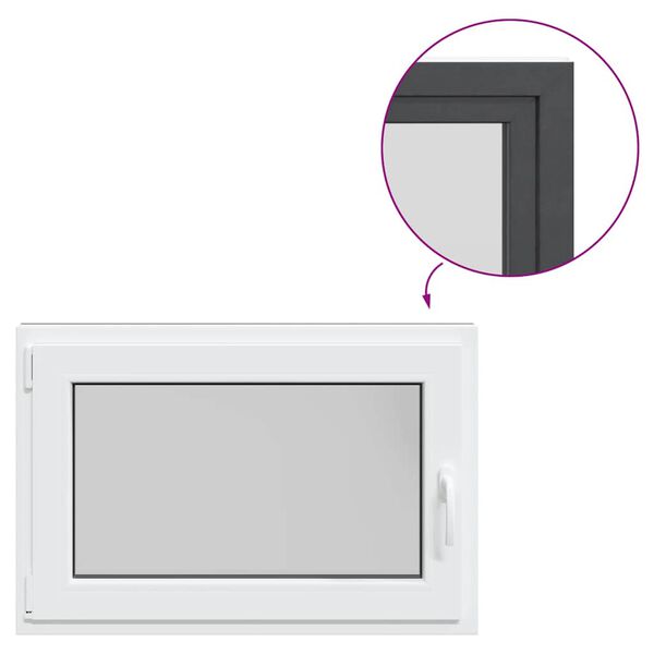 vidaXL Fereastra de subsol 90x60 cm Rabatabil DIN St&acirc;nga Antracit