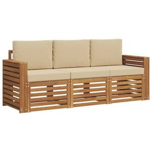 vidaXL Seturi de canapele 3 buc. Natural și Bej Lemn Solid de Acacia