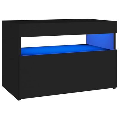 vidaXL Comode TV cu lumini LED, 2 buc., negru, 60x35x40 cm