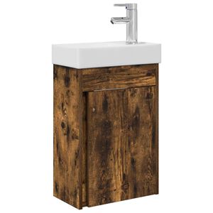 vidaXL Unitate de baie cu robinet Stejar fumuriu 40,5 x 22,5 x 62 cm