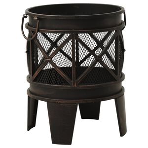 vidaXL Vatră de foc rustică, cu vătrai, &Phi;42x54 cm, oțel