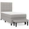 vidaXL Pat box spring cu saltea, gri deschis, 90x200 cm, textil