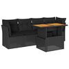 vidaXL Set mobilier de grădină cu perne, 5 piese, negru, poliratan