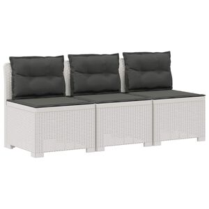 vidaXL Sofa de grădină cu 3 locuri, cu perne, aspect de rattan PP Alb