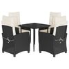 vidaXL Set mobilier de grădină cu perne, 5 piese, negru, poliratan