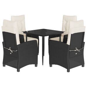 vidaXL Set mobilier de grădină cu perne, 5 piese, negru, poliratan