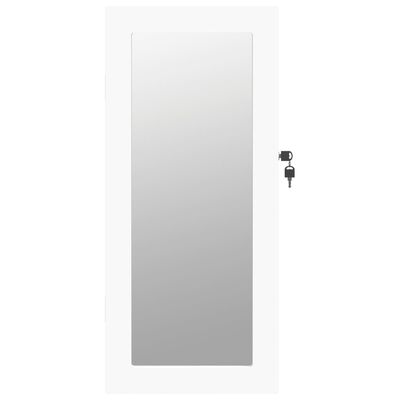 vidaXL Dulap de bijuterii cu oglindă de perete, alb, 30x8,5x67 cm