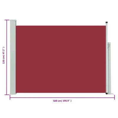 vidaXL Copertină laterală retractabilă de terasă, roșu, 117x500 cm