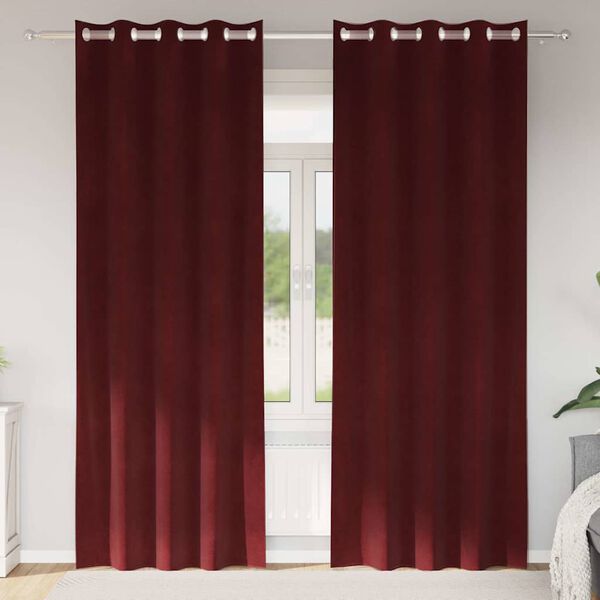 vidaXL Perdele opace 2 pcs Roșu Vin 140 x 245 cm Catifea
