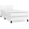vidaXL Pat box spring cu saltea, alb, 90x190 cm, piele ecologică