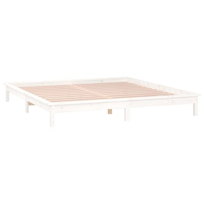 vidaXL Cadru de pat cu LED, alb, 120x200 cm, lemn masiv